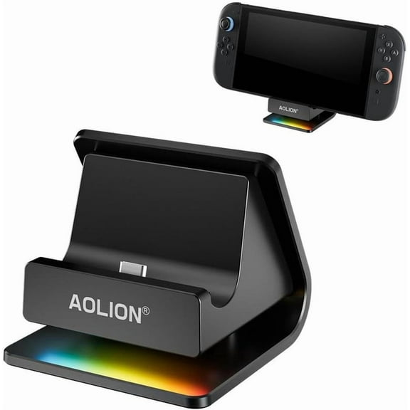 RGB Charging Dock for Switch 2 Console - Multi-Port Station with Cooling Fan, 30W PD Type-C High-Power & USB 2.0, GB 8-Color Light, Play While Charge