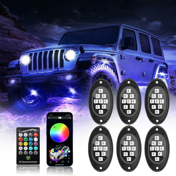 RGB Chassis LED Lights for Vehicles, Bluetooth Wireless Remote Control, Off-Road Truck and SUV Neon Underbody Lighting Kit with Music Sync and Timing Function