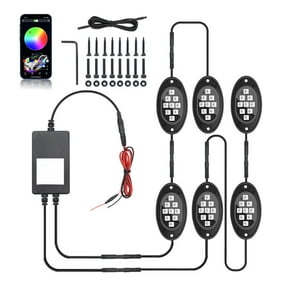 RGB Chassis Light Kit 6-Pod Bluetooth Wireless Remote Control IP68 Waterproof Off-Road Truck ATV Motorcycle Underbody LED Atmosphere Lights with Music Sync