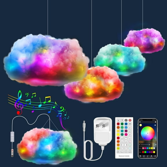 RGB Cloud Light, Cloud Lamp with Remote Control Support APP Control, Sync Music Color Changing LED Lights for Bedroom Ceiling Adults and Kids Modern Home & Room Decor