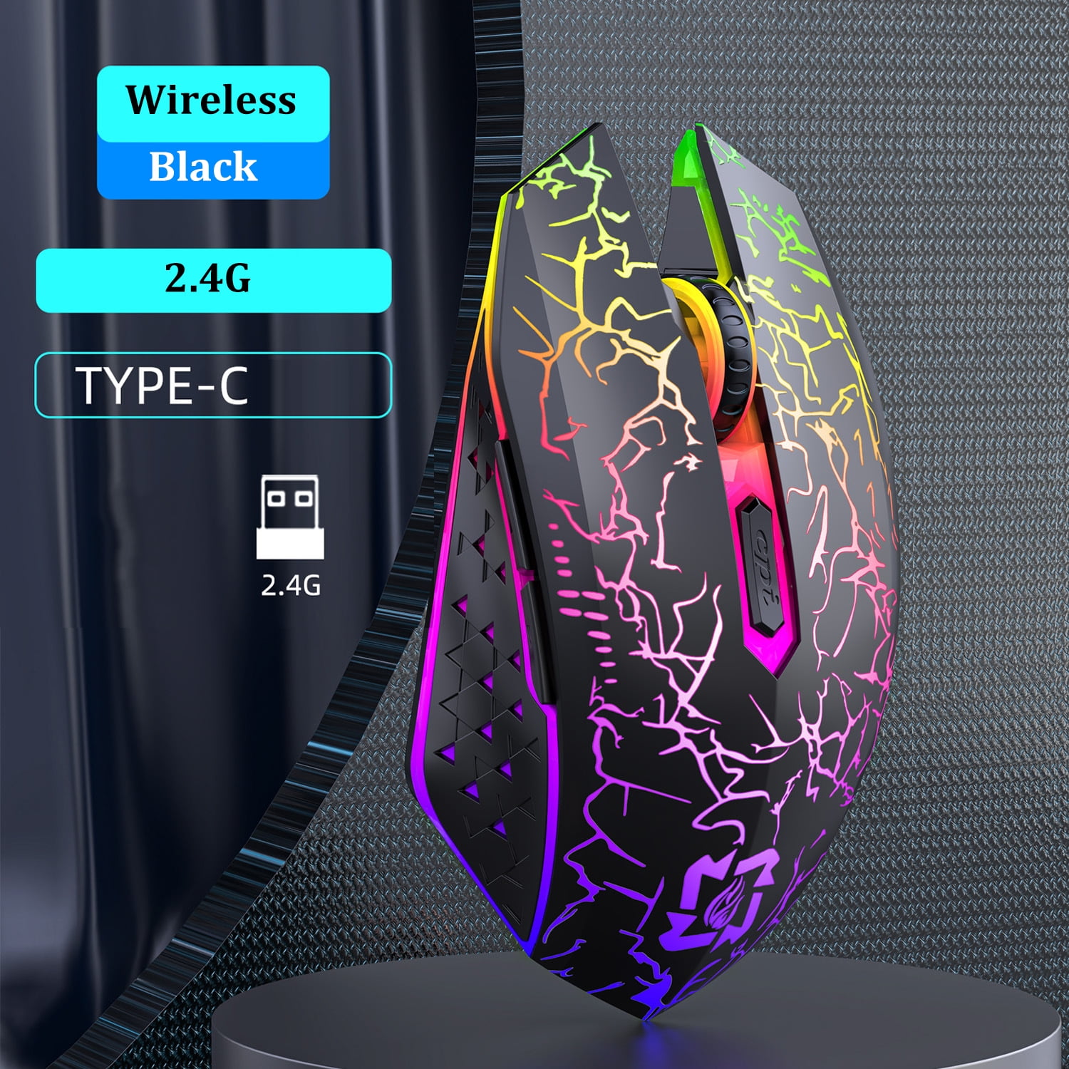RGB Color 2.4G Wireless Mouse Bluetooth 5.2 Mouse Dual Mode Gaming Mouse Rechargeable Silent Mice For PC Laptop Tablet MacBook