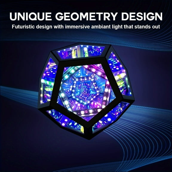 RGB Color Art Light Infinity Mirror Light Infinite Dodecahedron with APP & Remote for Gaming Room Bedroom Decor Desk Table Lamp Mood Changing Ambient Night lamp Adult Men Children Birthday Gift