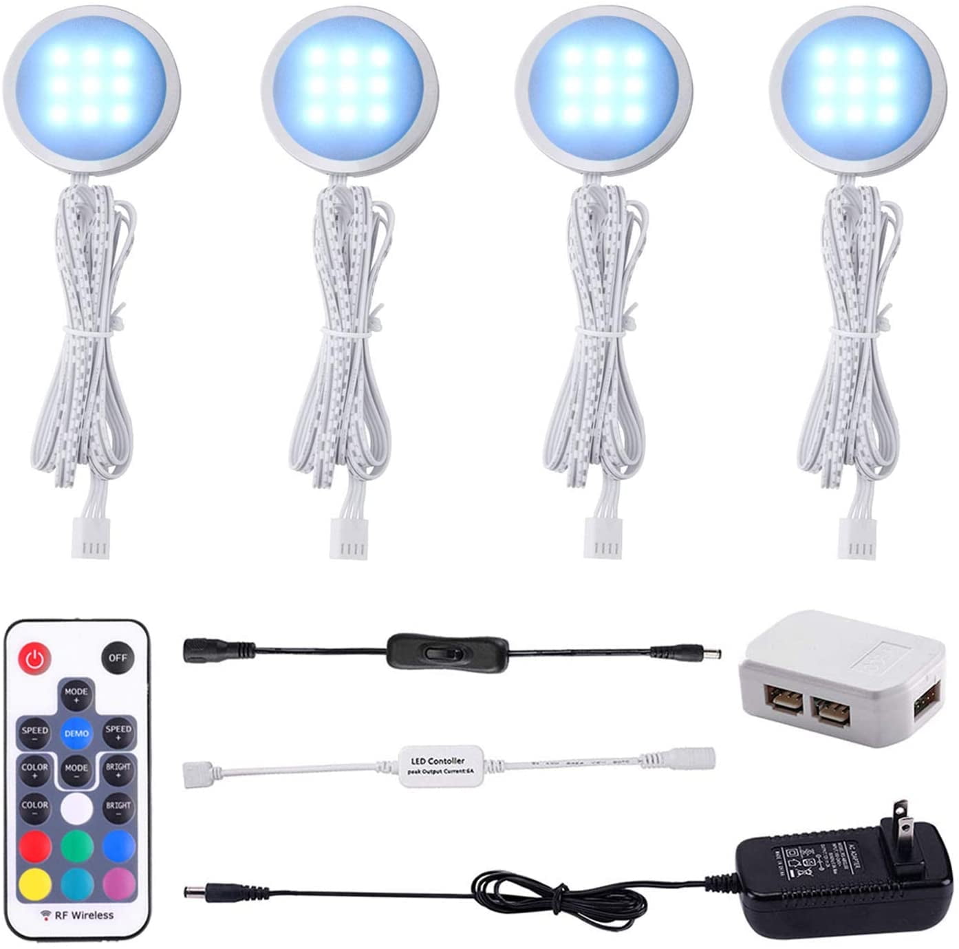 Aiboo RGB Color Changing LED Under Cabinet Lights with Remote