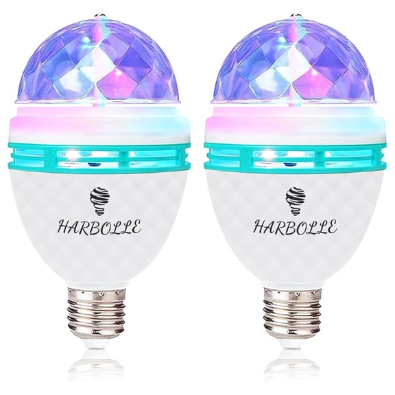 RGB Color Rotating Bulbs 2-Pack, E26/E27 LED Party Lights - Disco, Birthday, Club, Bar, Stage Lighting for Indoor Events & Photography
