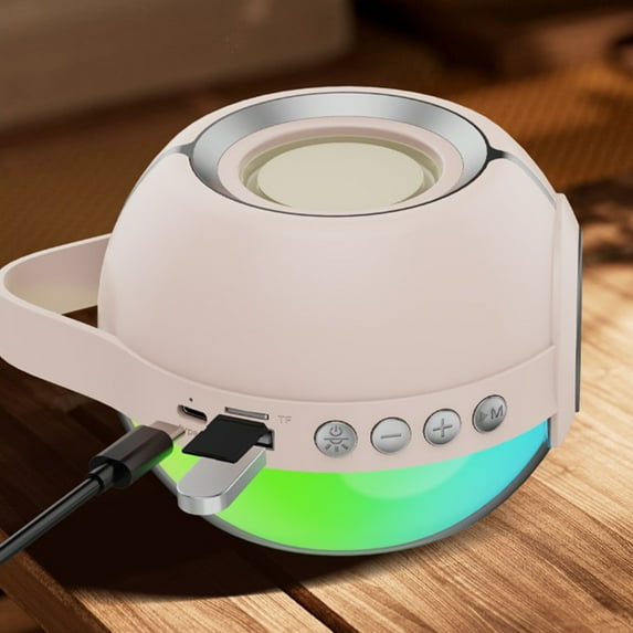 RGB Colorful Bluetooth Speaker 5.3 - Desktop Soundbar with Wide Area Effect, Low Latency for Parties, Home Theater(Beige)