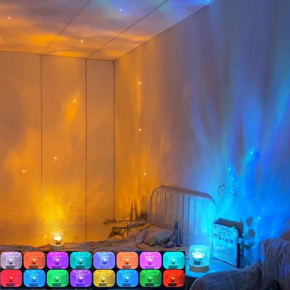 RGB Colors Changing lamp,Ocean Wave Projector Lamp,16 Colors Changing Show Northern Lights Projector,Wave Night Light,Underwater Effect Led Light for Room Bedroom Decor