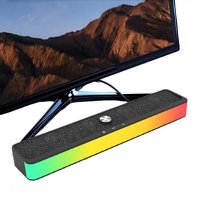 RGB Computer Speaker, Bluetooth Stereo Desktop Soundbar with Dynamic Lighting Bar, HiFi & 3.5mm Aux Port Compatible with PC, Mac, Laptops, Monitors, RGB Lighting, Wired Gaming Speakers
