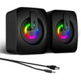 thumbnail image 1 of RGB Computer Speakers, USB-Powered PC Speakers with 7-Color LED Backlight, 3.5mm Aux Compact Soundbar for Desktop, Laptop, Tablet – Crisp o & Space-Saving Design, 1 of 4