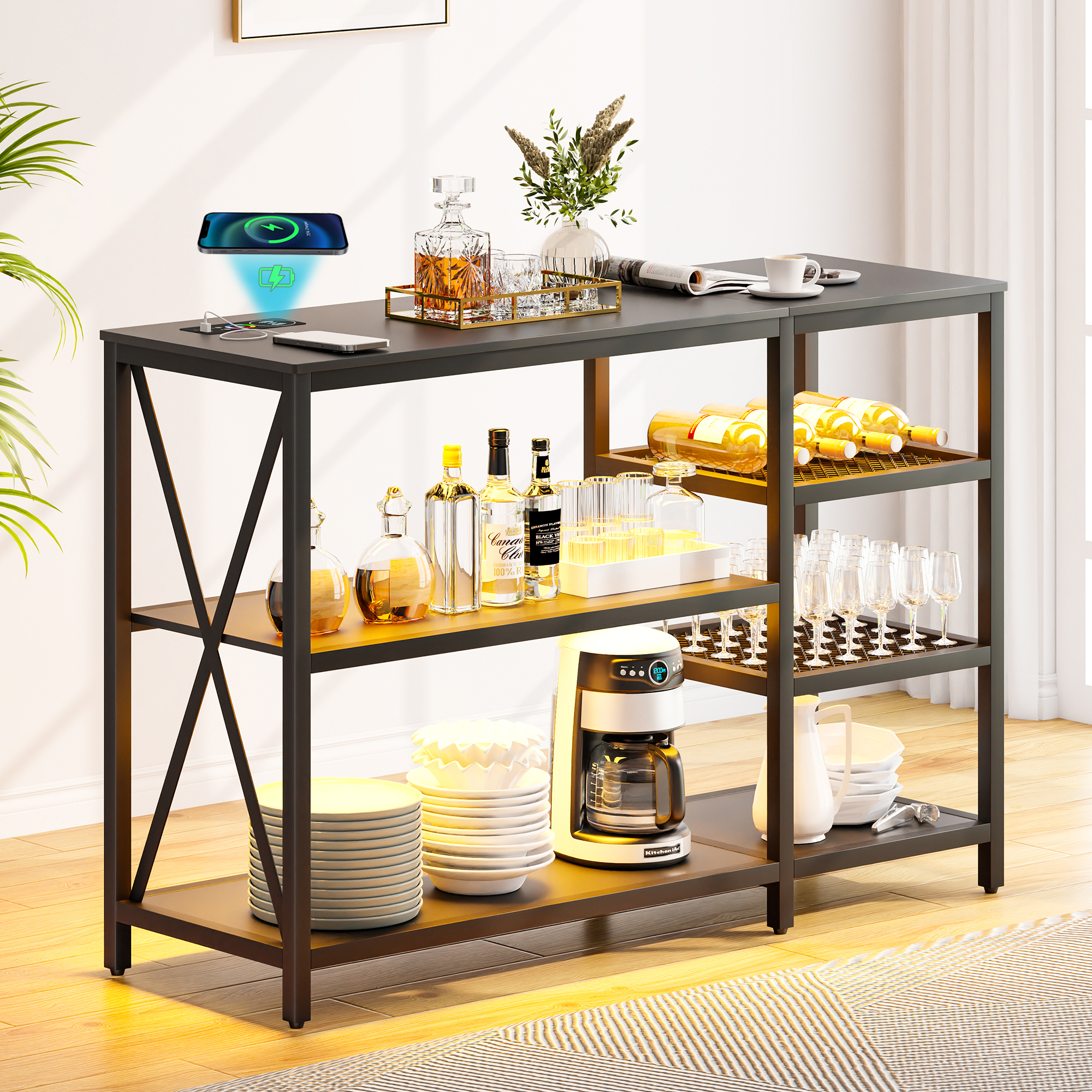 RGB Console Table with Dimmable 24 Colors Light, 47