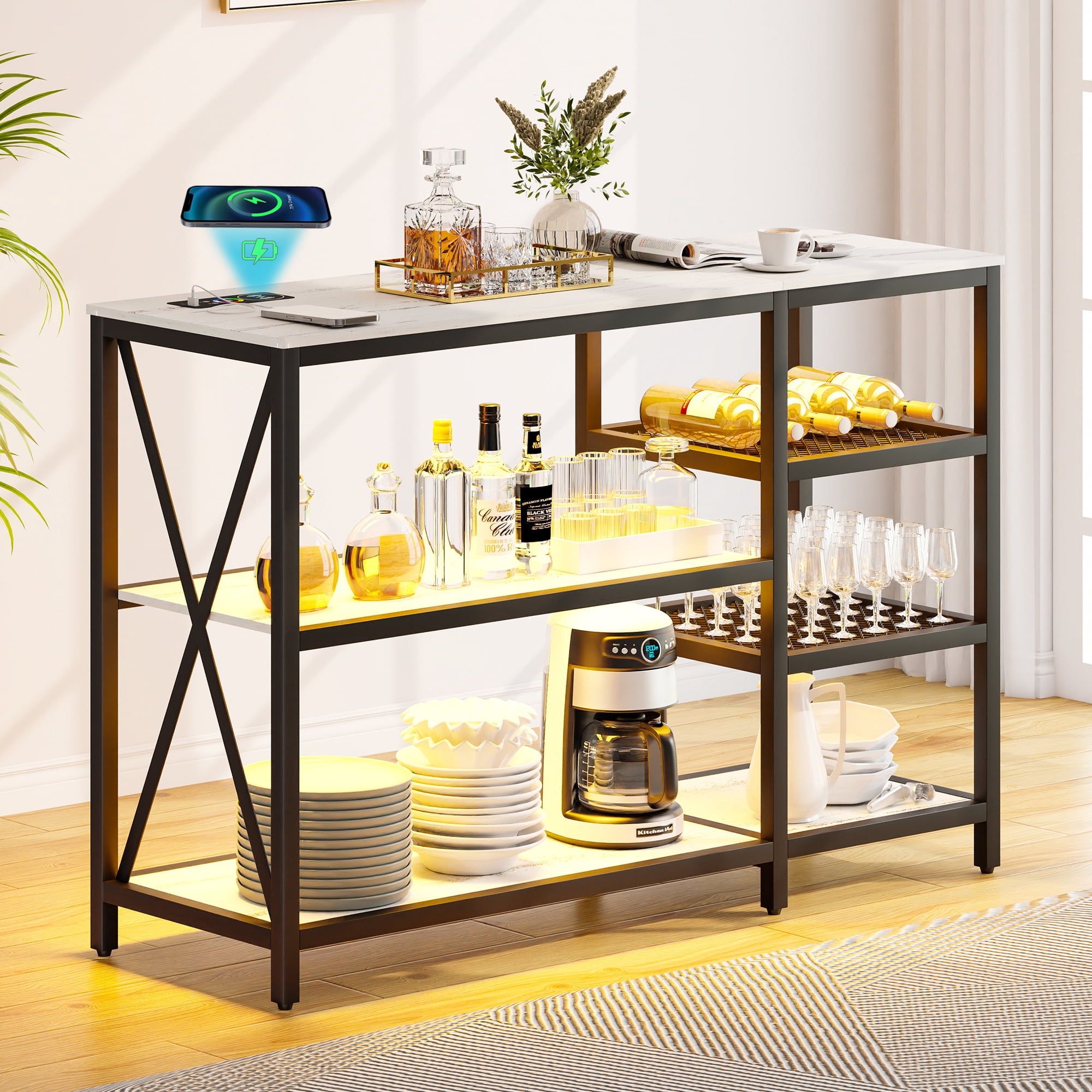 RGB Console Table with Dimmable 24 Colors Light, 47