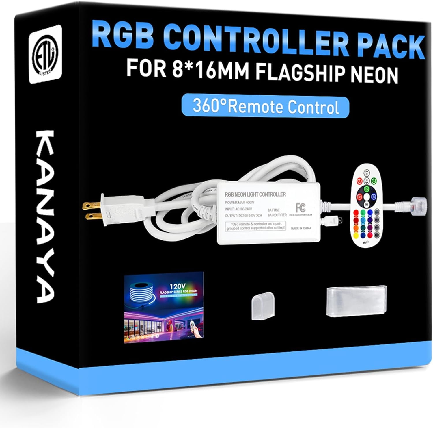 RGB Controller Pack for AC 110-120V 8mm x 16mm Connectable RGB Multi ...