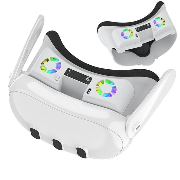 RGB Cooling Fan for Meta Quest 3 VR Headset Accessories, Soft Breathable Face Cover Cushion Pad Bracket Fan Cooler Air Circulation Light-Proof Nose Pad Replacement White