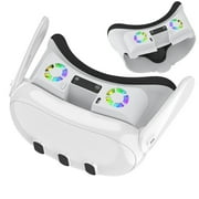 RGB Cooling Fan for Meta Quest 3 VR Headset Accessories, Soft Breathable Face Cover Cushion Pad Bracket Fan Cooler Air Circulation Light-Proof Nose Pad Replacement White