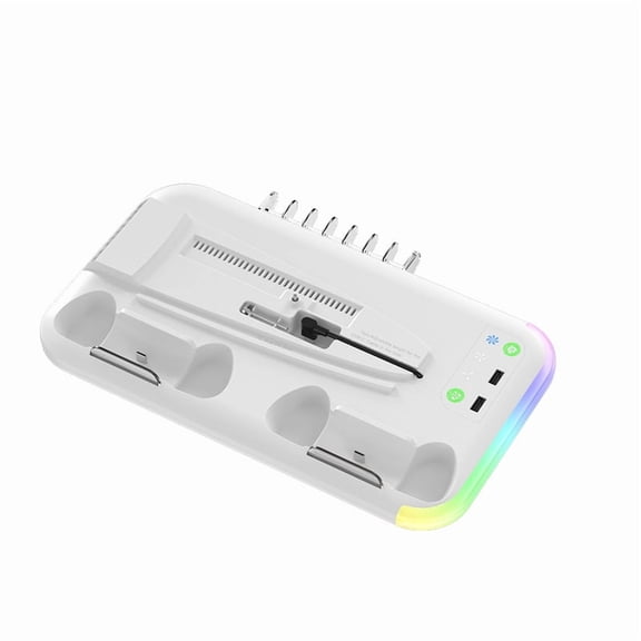 RGB Cooling Stand for PS5 Slim Console - 3-in-1 Charging Dock with Dual Controller Charger & 10 Game Disc Storage, Smart LED Lights, Anti-Slip Base, Overcharge Protection | PS5 Slim Accessories