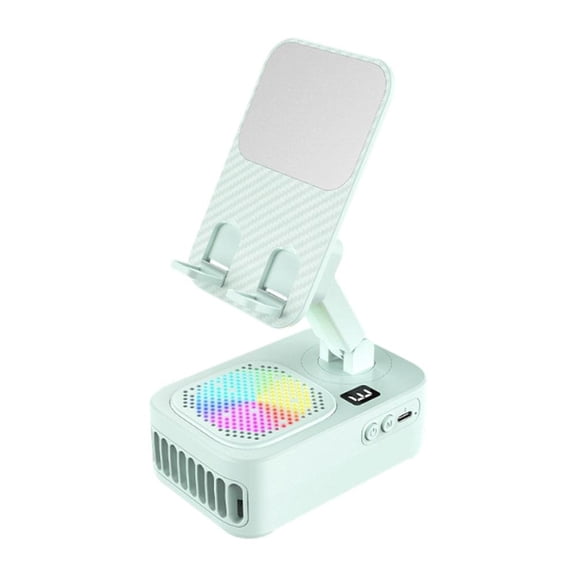 RGB Desktop Stand Fan - 3-in-1 Phone Holder with Cooling Fan, RGB Light Effects, 10000 RPM High Speed, 3 Speeds & 360 Rotation, Foldable Portable Cooling Fans for Office, Bedroom, Dorm