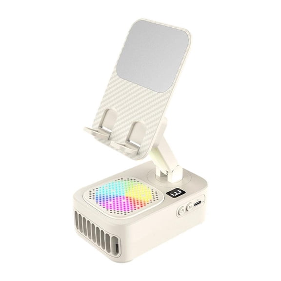 RGB Desktop Stand Fan - 3-in-1 Phone Holder with Cooling Fan, RGB Light Effects, 10000 RPM High Speed, 3 Speeds & 360 Rotation, Foldable Portable Cooling Fans for Office, Bedroom, Dorm