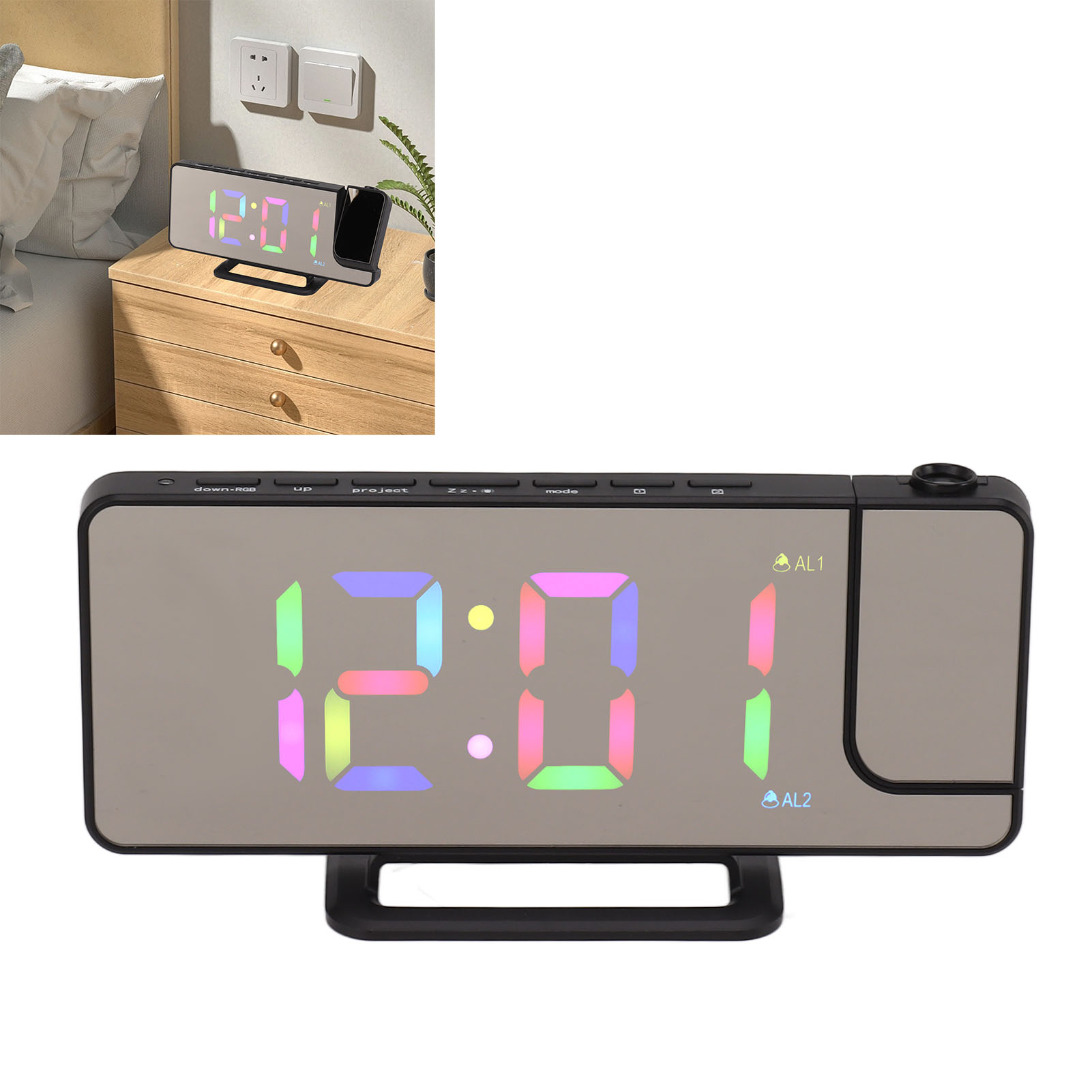 RGB Digital Clock, Automatic Sensitive Multifunctional 6 Evels