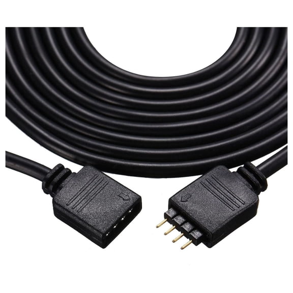 RGB Extension Cables 6-Pack - 4 Pin LED Strip Connector Cord Kit - 5050 & 3528 Compatible - 1.6ft, 3.3ft, 6.6ft - Black