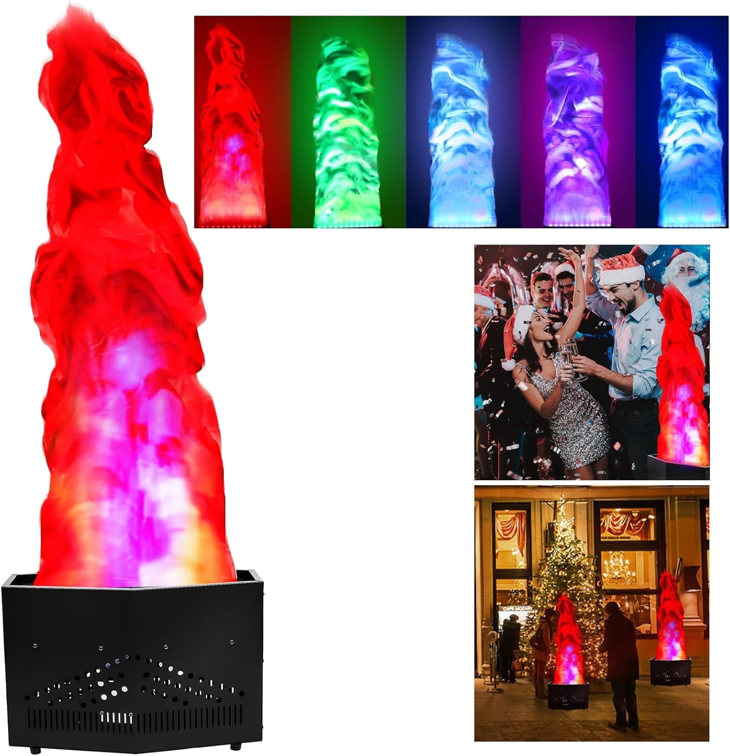 RGB Fake Fire Flame Light with 36 LED Light 6ft Artificial Simulated Flames Lamp Atmosphere Effect for Decor Christmas DJ Party Stage Lighting Nightclub Campfire Party Special Holiday