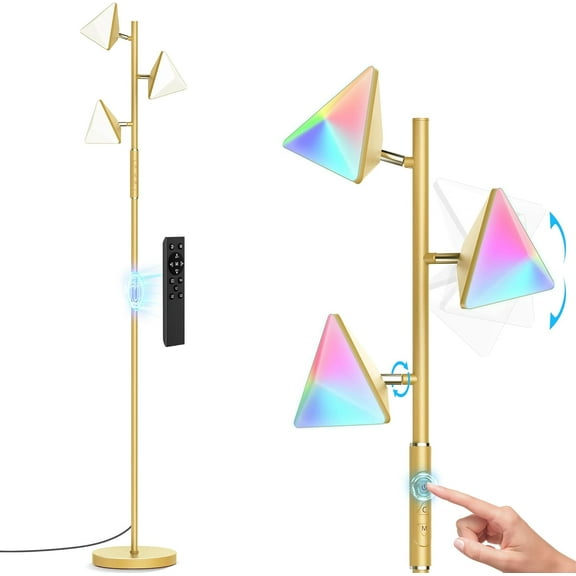 RGB Floor Lamp for Living Room 36W LED Standing Lamp with 3 Lights Dimmable Smart Lamp with Remote & Touch Control Colors Changing& DIY Mode Modern Tree Tall Lamp
