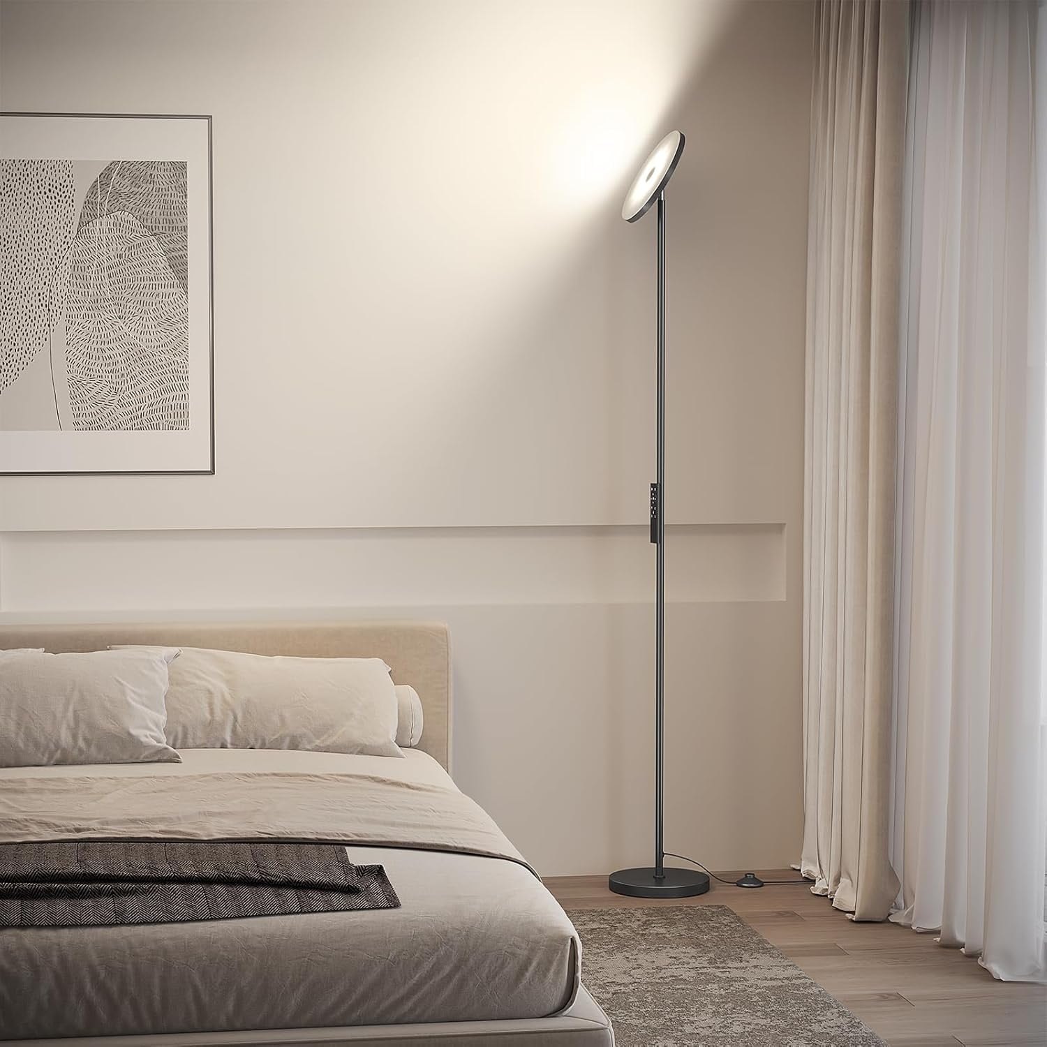 RGB Floor Lamps for Living Room, 32W Bright LED Floor Lamp with APP and Remote Control, Tall Standing Lamp with Stepless Dimmable, Modern Corner Lamp for Bedroom, Gaming Room