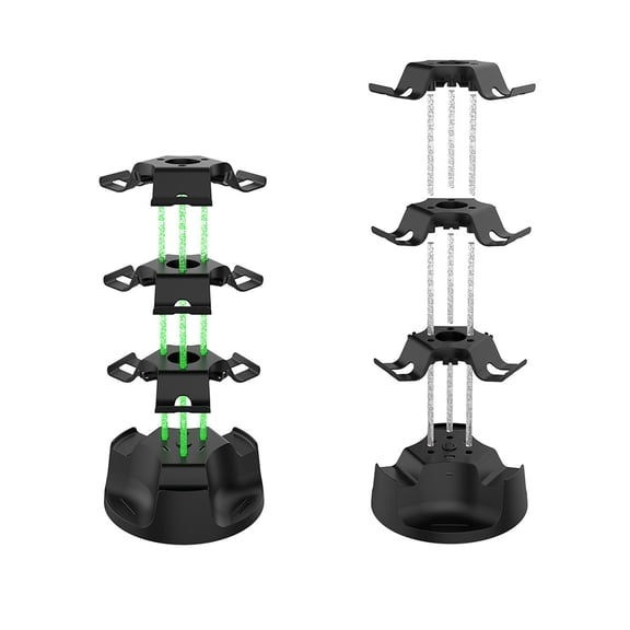 RGB Gaming Controller Charging Storage Rack, Acrylic Multi-Functional Stand with Rotatable Base, 3-Port USB Fast Charging Station & Headphone Holder