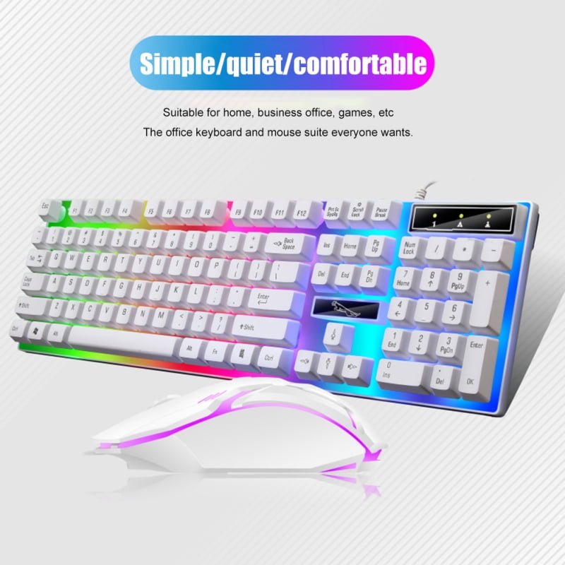 RGB Gaming Keyboard and Colorful Mouse Combo,USB Wired LED Backlight Gaming  Mouse and Keyboard for Laptop PC Computer Gaming and Work,Letter