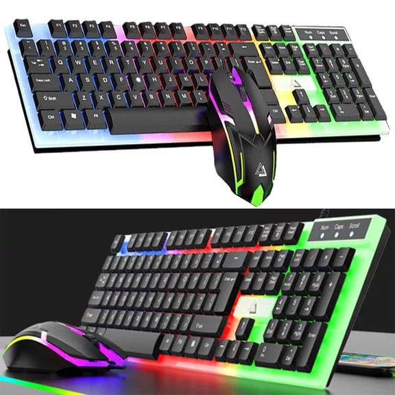 Gaming Keyboard And Mouse LED Light Backlit Mechanical Feel for Computer Desktop