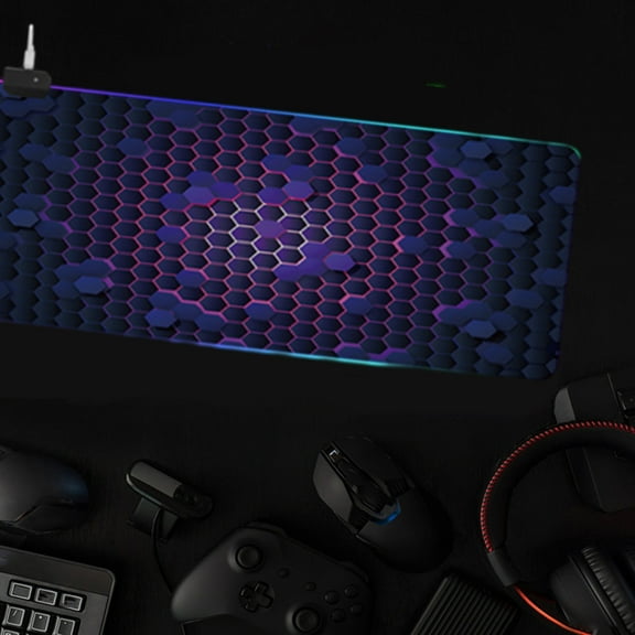 RGB Gaming Mouse Pad with 14 Phantom Light Modes, ZzCityTK Illuminated Computer Pad Non-Slip Rubber Base, Large LED Keyboard Mouse Mat for Gaming Desk Setup, Black