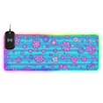 thumbnail image 1 of RGB Gaming Mouse Pad 15W Wireless Charging Large Waterproof Desk Mat 13 Light Modes Mousepad 31.5x11.8 Blue Stripes with Cute Flowers, 1 of 6