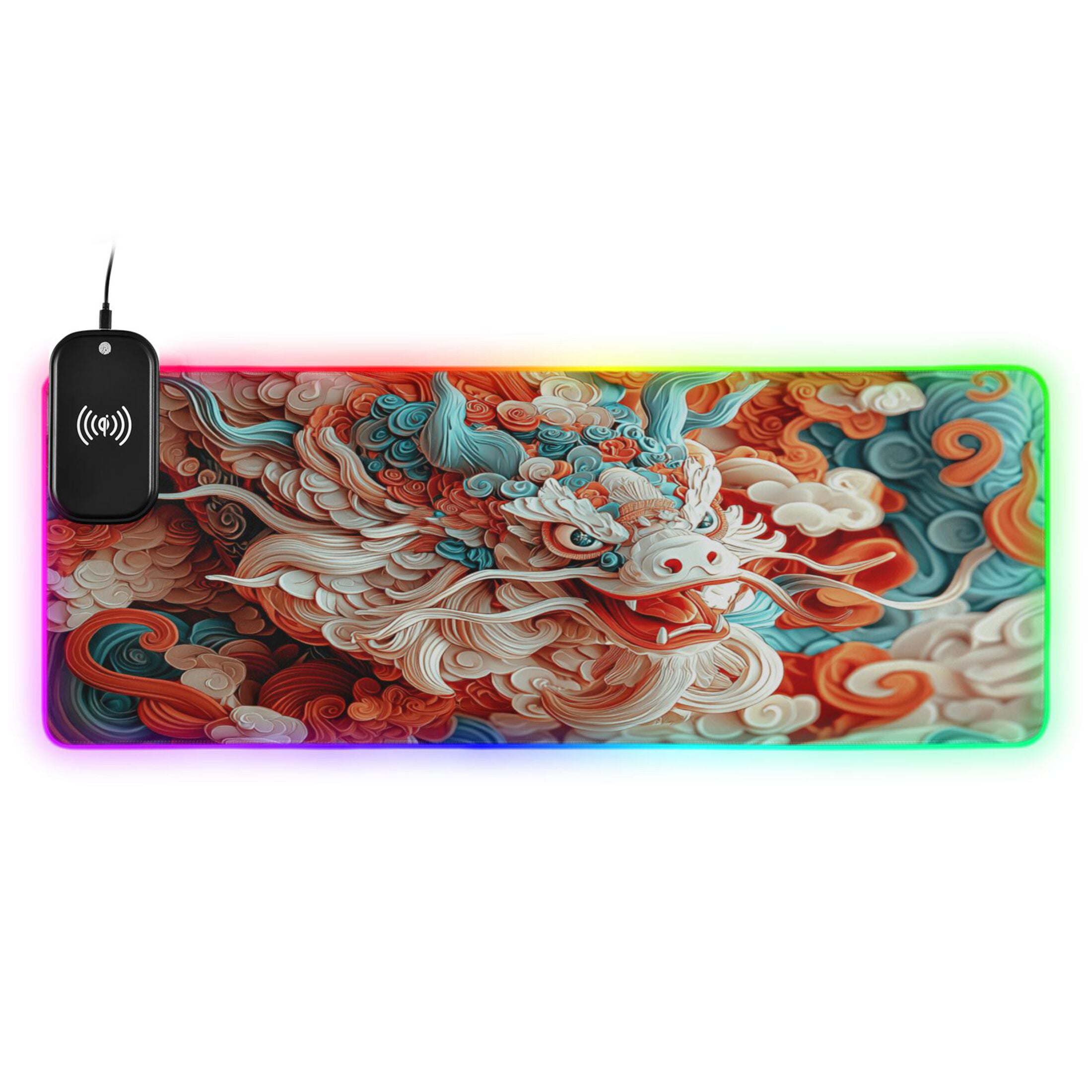 RGB Gaming Mouse Pad 15W Wireless Charging Large Waterproof Desk Mat 13 ...