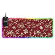 RGB Gaming Mouse Pad 15W Wireless Charging Large Waterproof Desk Mat 13 Light Modes Mousepad 31.5x11.8 Snowflakes and Pine Branches