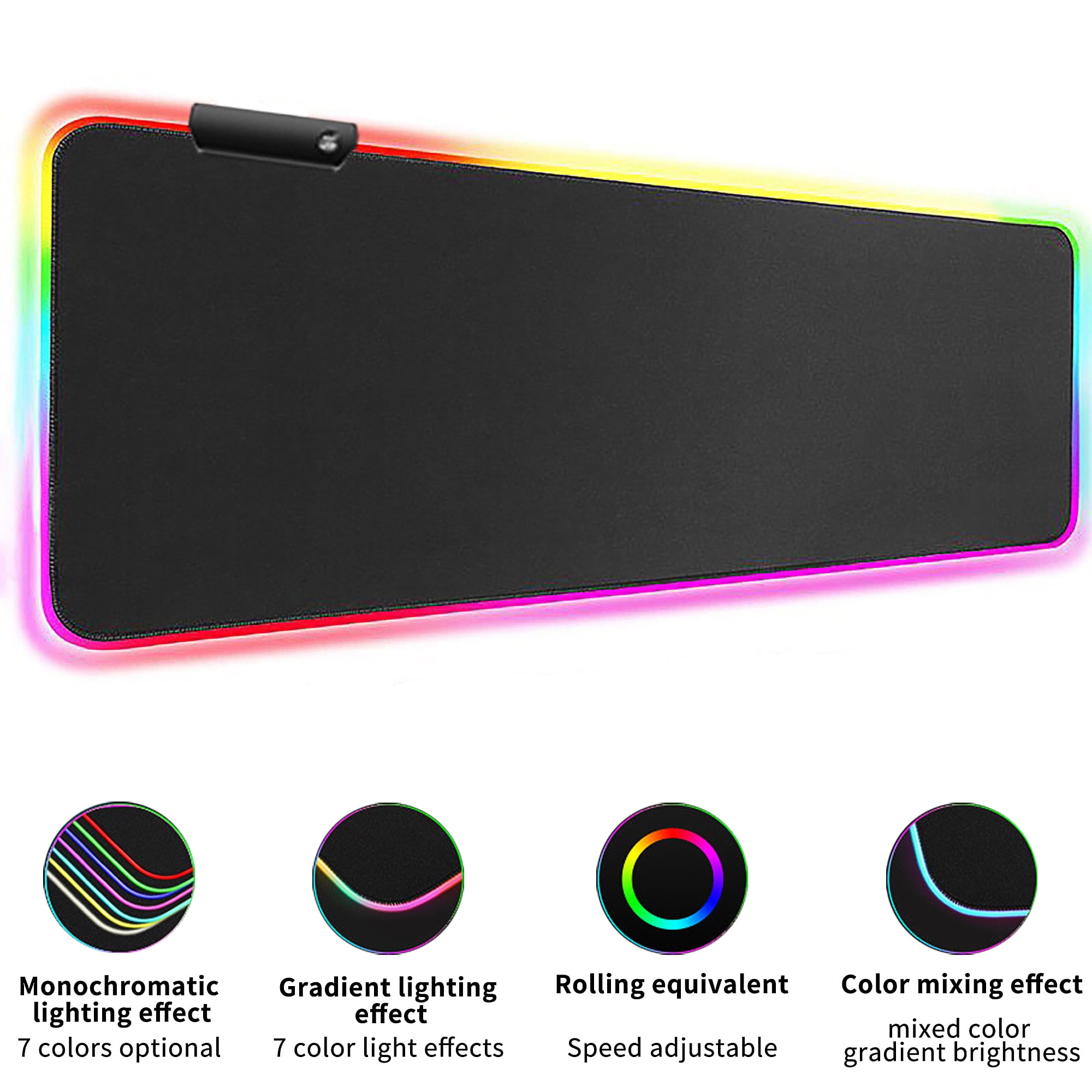 RGB Gaming Large Extended Soft LED Mouse Pad and Desk Pad with 14 Lighting Modes, Size: 31.5×11.8, Black