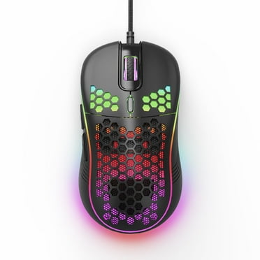 RGB Gaming Mouse SGEYR Lightweight Honeycomb Wired Ergonomic Mice with 7200 DPI 6 Programmable Buttons