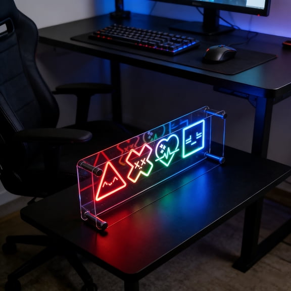 RGB Gaming Neon Light/3D Infinite Mirror "Loading" LED Desk Lamp/360 Color Modes/USB Powered Gamer Room & Gaming Setup Decor