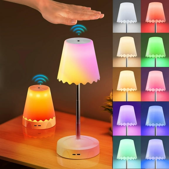 RGB Gesture Sensing Desk Lamp for Bedroom, Height Adjustable USB Charged Night Light, Touch Control Table Lamp for Dormitory Reading