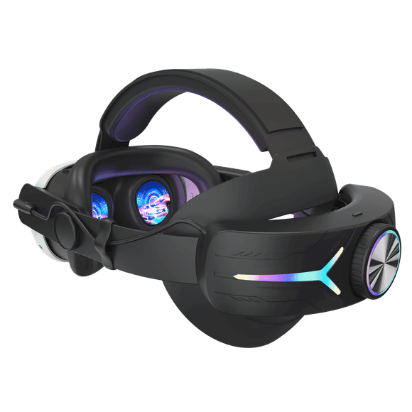 RGB Head Strap with Battery for Meta/Oculus Quest 3/Quest 3S, 8000mAh Battery Pack for Extended 8H of Playtime, Fast Charging VR Power, Adjustable Elite Strap Enhanced Support and Balance in VR-Black