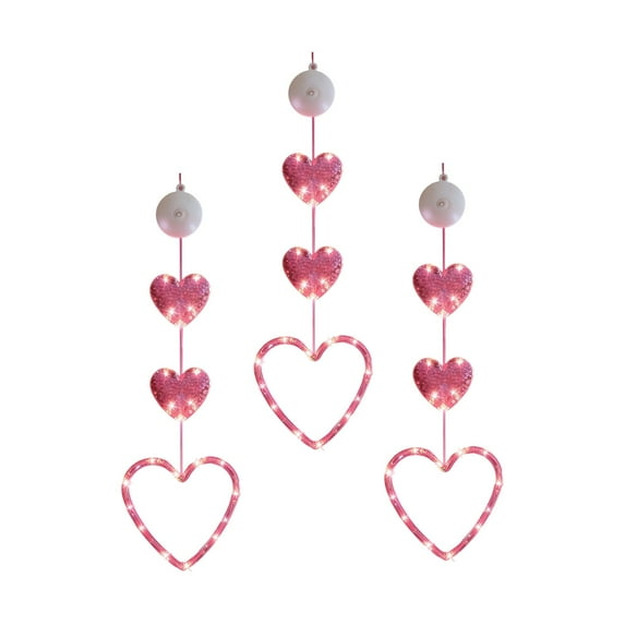 RGB Heart-Shaped LED Curtain String Lights with Suction Cup Hanging Hooks for Romantic Ambiance, Wedding Decor, Outdoor & Indoor Celebration