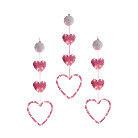 RGB Heart-Shaped LED Curtain String Lights with Suction Cup Hanging Hooks for Romantic Ambiance, Wedding Decor, Outdoor & Indoor Celebration