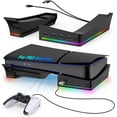 thumbnail image 1 of RGB Horizontal Stand for PS5 Pro / Slim Console Accessories with 14 Light Mode and 4 USB Hubs, Side Stand for Playstation 5 Pro / Slim Disc & Digital, Base Holder with Fast Charging, Black, 1 of 8