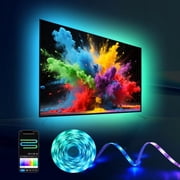 SUNLINKCO 16.4ft LED Lights for 50-75 Inch TV, RGB+IC TV Lights Backlight Strip Behind, with 44 Scene Modes, Bluetooth APP and Voice Control, Music Sync Smart Ambient Lighting for Gaming, Living Room