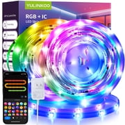 RGB+IC LED Strip Light, 105ft Smart LED Light for Bedroom, Bluetooth APP Control, Color Changing LED Strip Lighting, 44 Scene Modes, Music Sync, TV Backlight Behind Strip, Home Decor, Gaming Room