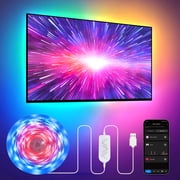 YULINKCO RGB+IC LED Lights for 75-100 Inch TV, 26.25ft Backlight Strip Behind TV, Bluetooth App & Voice Control, 44 Scene Modes, Music Sync, for Ambient Gaming, Monitor, Bedroom, Living Room