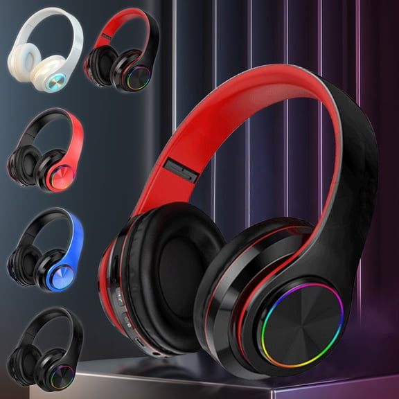 RGB Illuminated Headphones Bluetooth 5.3 Extended Playtime Audio System Card Support Ergonomic Comfort Design