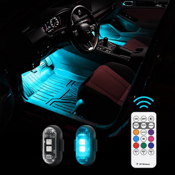 2 Pcs RGB LED Rechargeable Lights, Wireless Remote Control Underglow Mini Lighting Kit for SUV Pickup Truck Car Vehicle, Exterior Accessories Decor