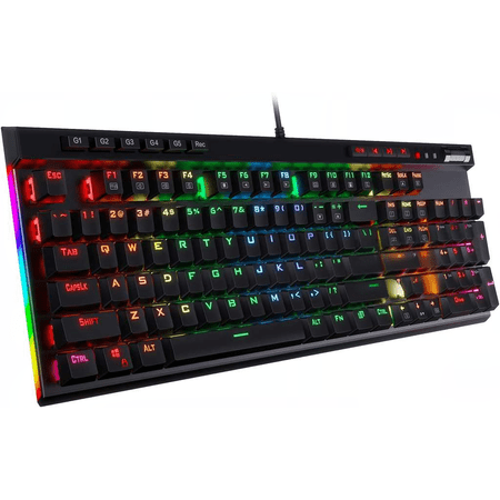 RGB LED Backlit Mechanical Gaming Keyboard with Macro Keys and Media Controls Hot-Swappable Blue Switches K580 Wired