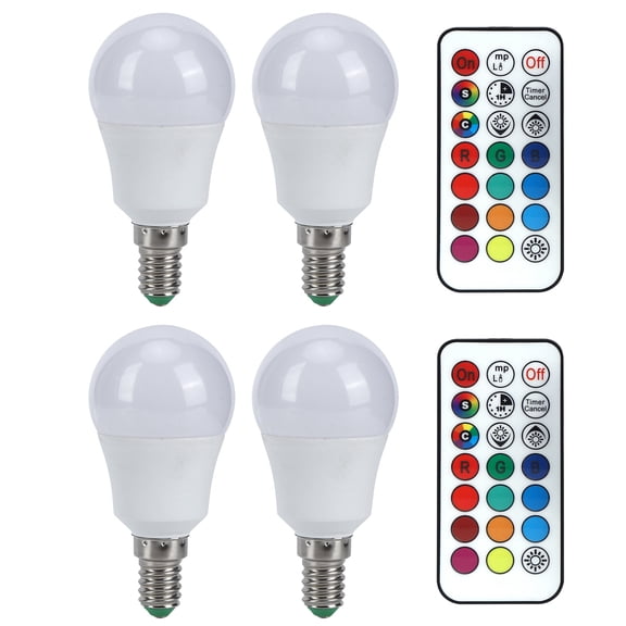 RGB LED Bulb, 45W, Colorful Changing, Remote Control, Suitable for Bedroom & Stairs, E12 Base, 3000K Warm White, 85V-265V