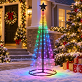 RGB LED Cone Christmas Trees Light with Star Toppers, Outdoor Lighted ...