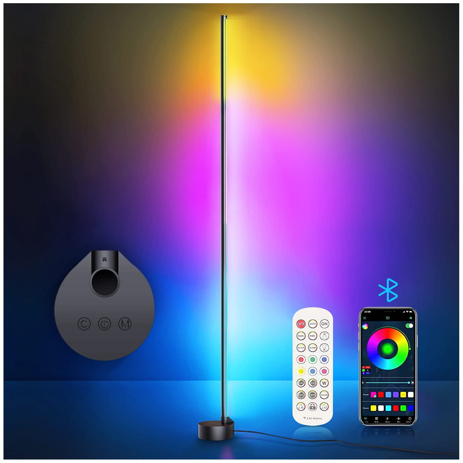 RGB LED Corner Floor Lamp 16 Million Color Changing Floor Lights 56