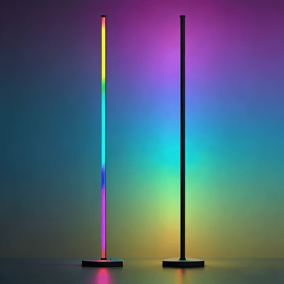 RGB LED Corner Floor Lamp - Remote Control 16 Million Colors & Music Sync, Timer, Ideal for Living Room Bedroom Gaming